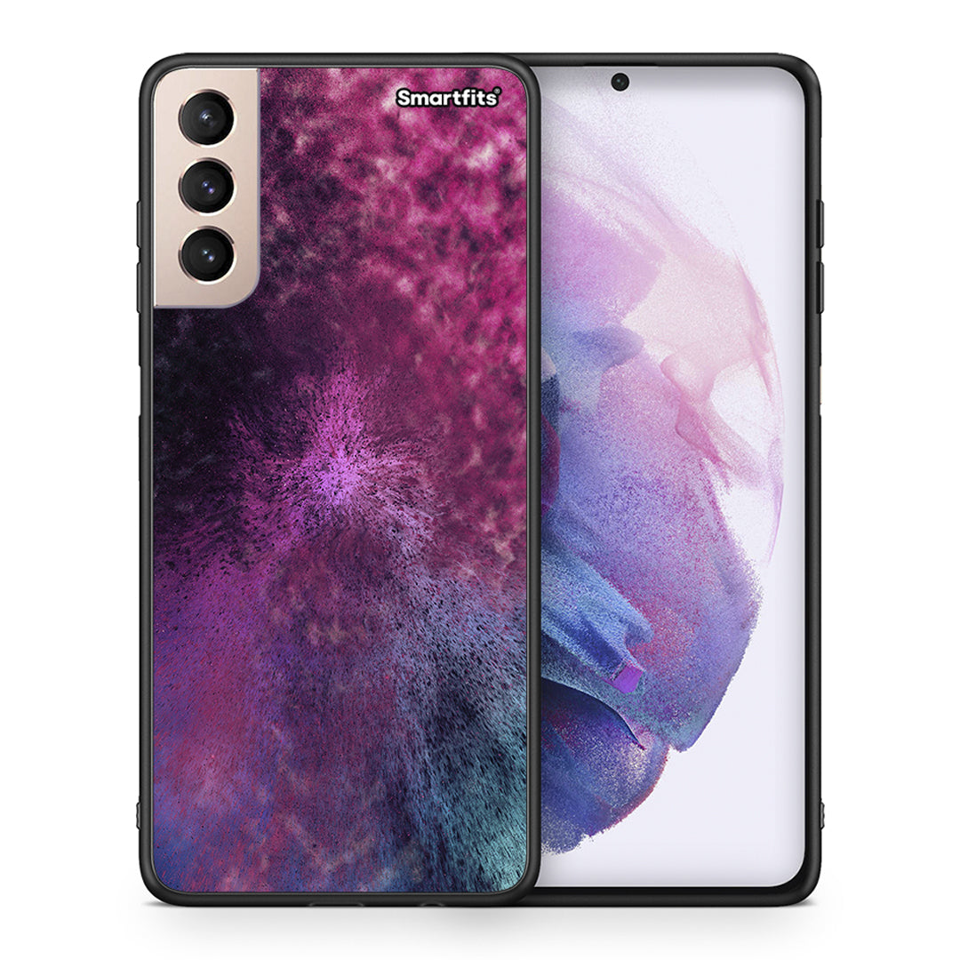 Θήκη Samsung S21+ Aurora Galaxy από τη Smartfits με σχέδιο στο πίσω μέρος και μαύρο περίβλημα | Samsung S21+ Aurora Galaxy case with colorful back and black bezels