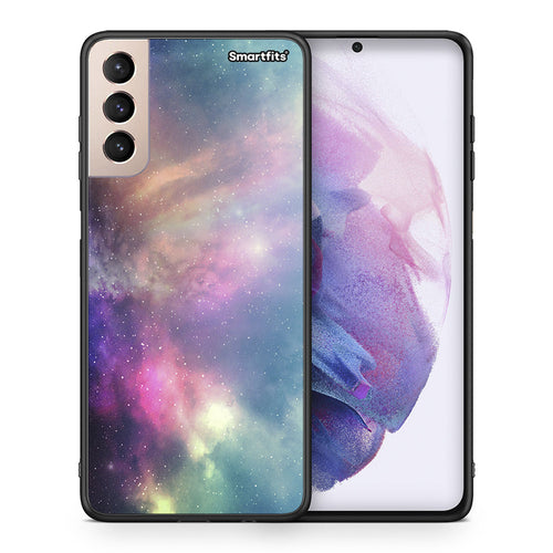 Θήκη Samsung S21+ Rainbow Galaxy από τη Smartfits με σχέδιο στο πίσω μέρος και μαύρο περίβλημα | Samsung S21+ Rainbow Galaxy case with colorful back and black bezels