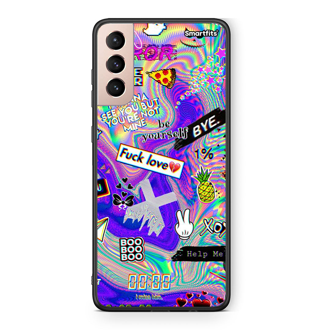 Samsung S21+ Game Over θήκη από τη Smartfits με σχέδιο στο πίσω μέρος και μαύρο περίβλημα | Smartphone case with colorful back and black bezels by Smartfits