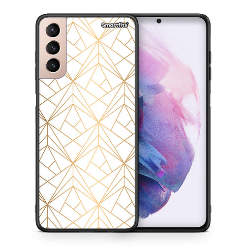 Θήκη Samsung S21+ Luxury White Geometric από τη Smartfits με σχέδιο στο πίσω μέρος και μαύρο περίβλημα | Samsung S21+ Luxury White Geometric case with colorful back and black bezels