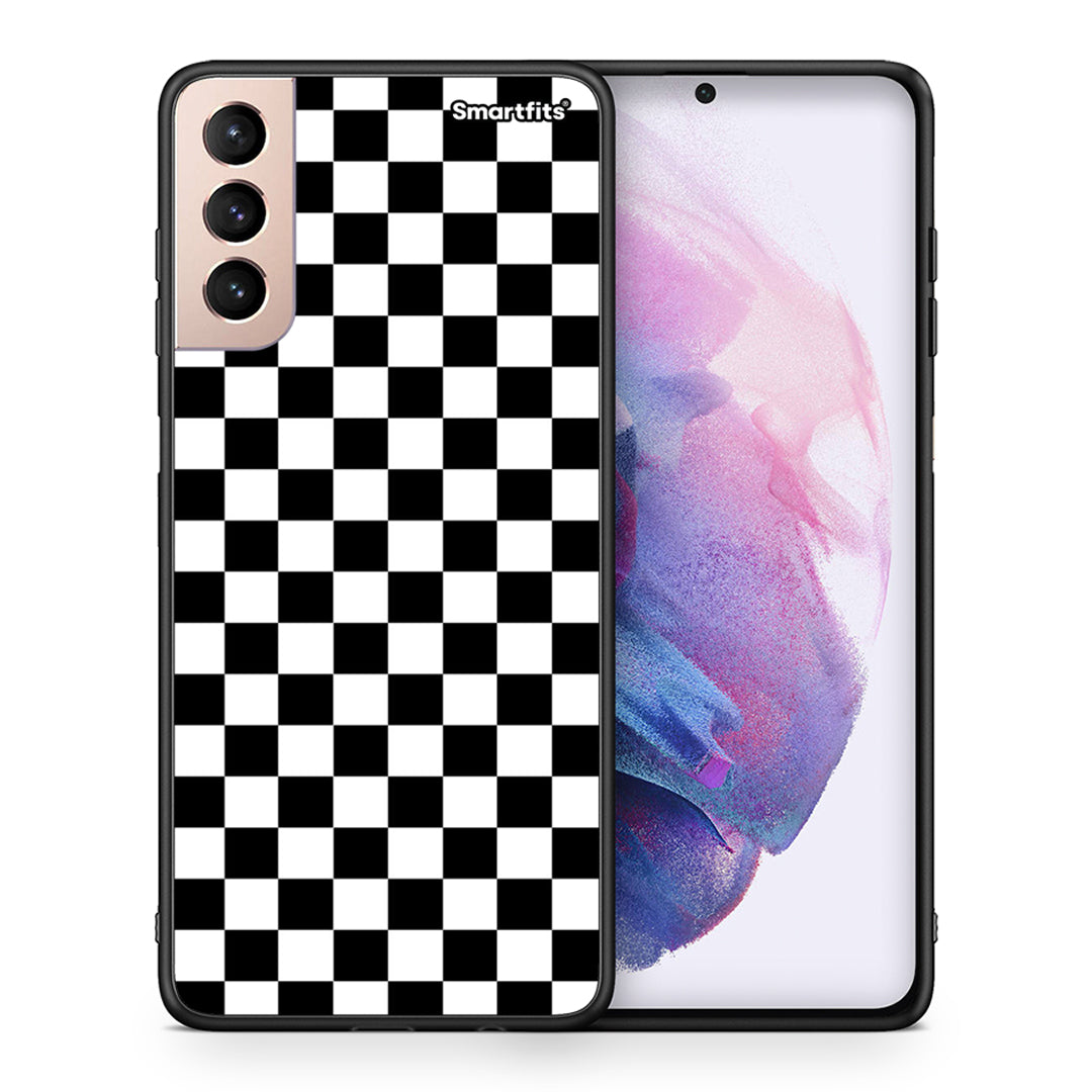 Θήκη Samsung S21+ Squares Geometric από τη Smartfits με σχέδιο στο πίσω μέρος και μαύρο περίβλημα | Samsung S21+ Squares Geometric case with colorful back and black bezels