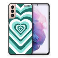 Thumbnail for Θήκη Samsung S21+ Green Hearts από τη Smartfits με σχέδιο στο πίσω μέρος και μαύρο περίβλημα | Samsung S21+ Green Hearts case with colorful back and black bezels