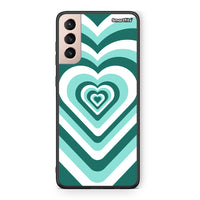 Thumbnail for Samsung S21+ Green Hearts θήκη από τη Smartfits με σχέδιο στο πίσω μέρος και μαύρο περίβλημα | Smartphone case with colorful back and black bezels by Smartfits