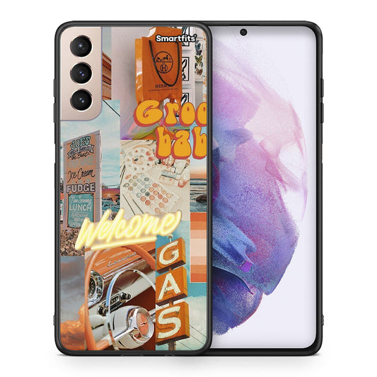 Θήκη Αγίου Βαλεντίνου Samsung S21+ Groovy Babe από τη Smartfits με σχέδιο στο πίσω μέρος και μαύρο περίβλημα | Samsung S21+ Groovy Babe case with colorful back and black bezels