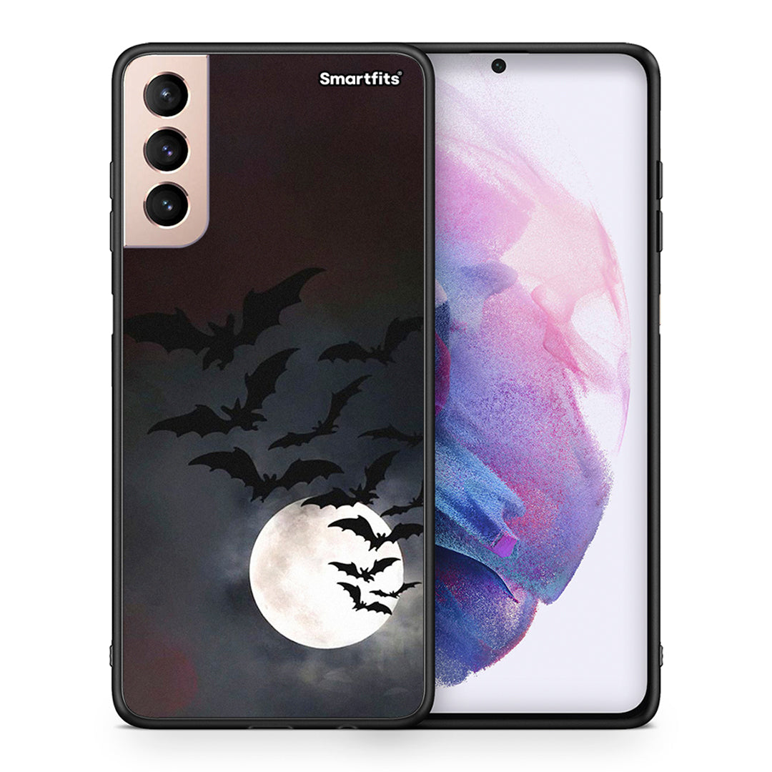 Θήκη Samsung S21+ Halloween Bat Night από τη Smartfits με σχέδιο στο πίσω μέρος και μαύρο περίβλημα | Samsung S21+ Halloween Bat Night case with colorful back and black bezels