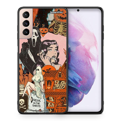 Θήκη Samsung S21+ Halloween Collage από τη Smartfits με σχέδιο στο πίσω μέρος και μαύρο περίβλημα | Samsung S21+ Halloween Collage case with colorful back and black bezels