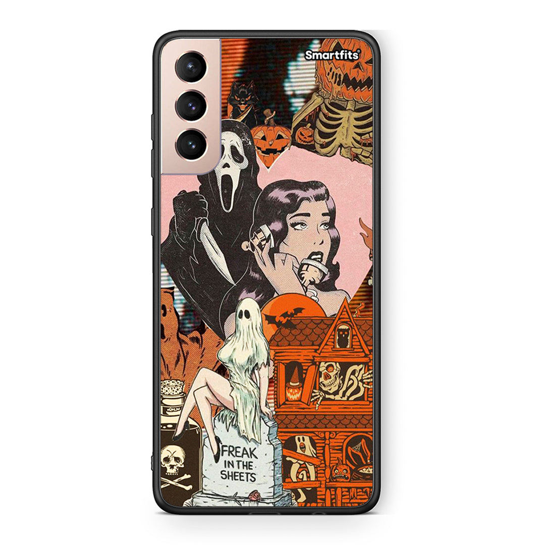 Samsung S21+ Halloween Collage Θήκη από τη Smartfits με σχέδιο στο πίσω μέρος και μαύρο περίβλημα | Smartphone case with colorful back and black bezels by Smartfits