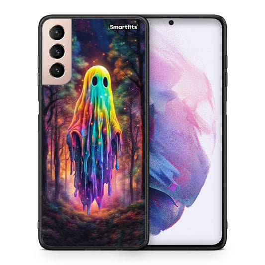 Θήκη Samsung S21+ Halloween Ghost από τη Smartfits με σχέδιο στο πίσω μέρος και μαύρο περίβλημα | Samsung S21+ Halloween Ghost case with colorful back and black bezels