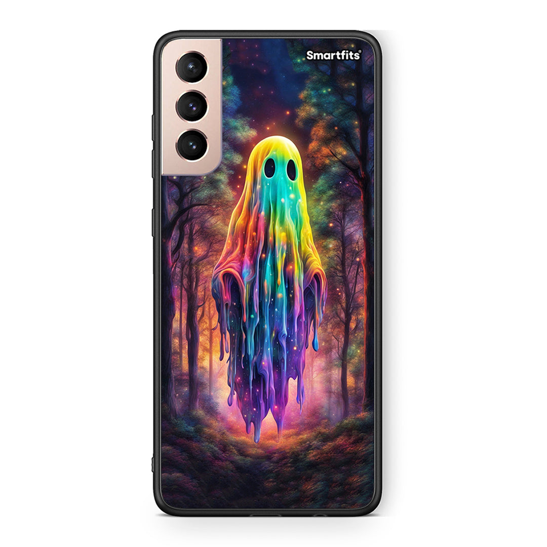 Samsung S21+ Halloween Ghost θήκη από τη Smartfits με σχέδιο στο πίσω μέρος και μαύρο περίβλημα | Smartphone case with colorful back and black bezels by Smartfits
