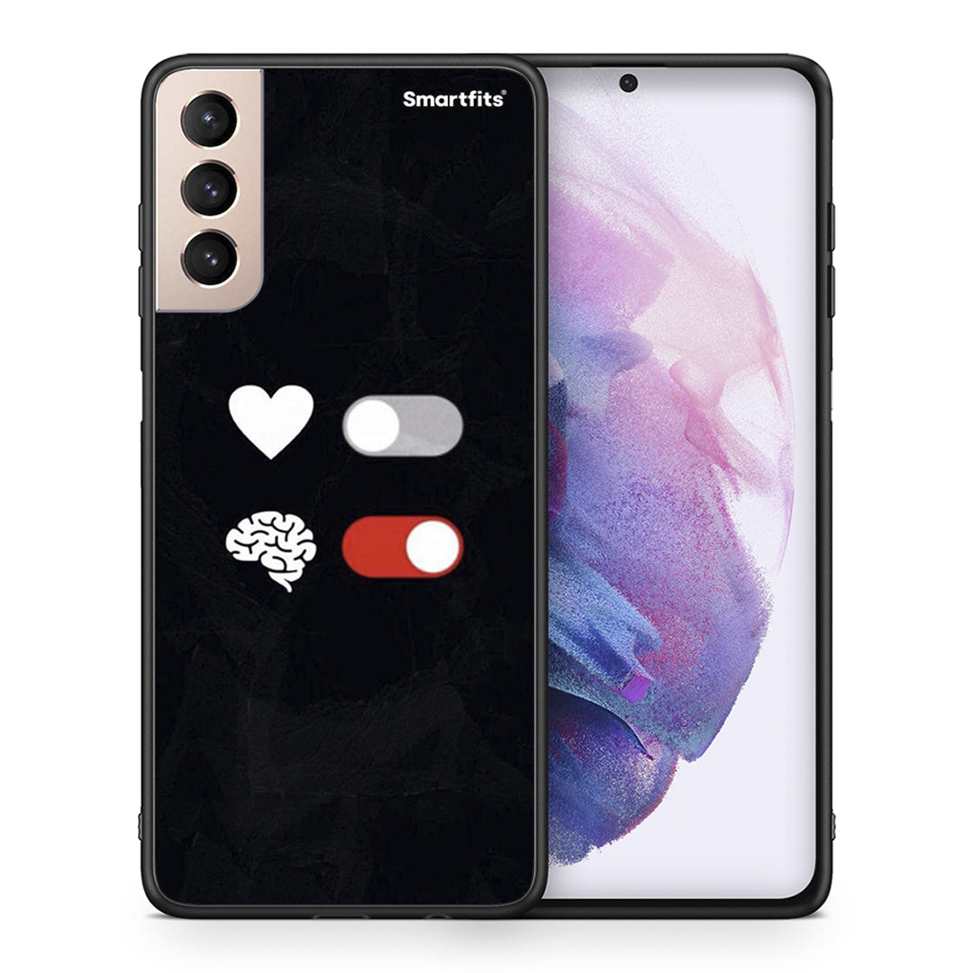 Θήκη Αγίου Βαλεντίνου Samsung S21+ Heart Vs Brain από τη Smartfits με σχέδιο στο πίσω μέρος και μαύρο περίβλημα | Samsung S21+ Heart Vs Brain case with colorful back and black bezels