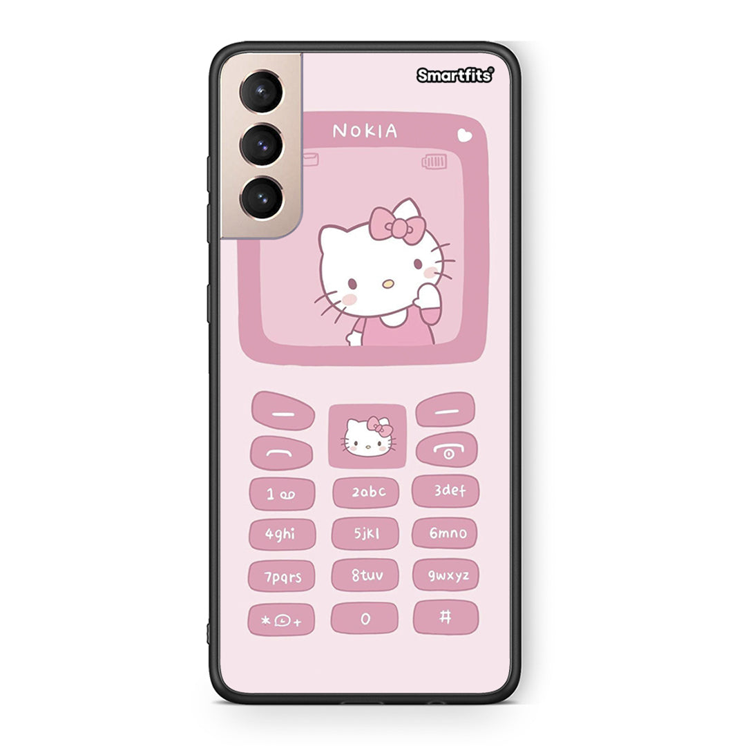 Samsung S21+ Hello Kitten Θήκη Αγίου Βαλεντίνου από τη Smartfits με σχέδιο στο πίσω μέρος και μαύρο περίβλημα | Smartphone case with colorful back and black bezels by Smartfits