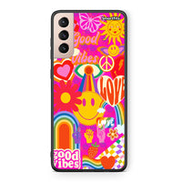 Thumbnail for Samsung S21+ Hippie Love θήκη από τη Smartfits με σχέδιο στο πίσω μέρος και μαύρο περίβλημα | Smartphone case with colorful back and black bezels by Smartfits