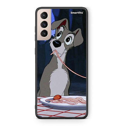 Samsung S21+ Lady And Tramp 1 Θήκη Αγίου Βαλεντίνου από τη Smartfits με σχέδιο στο πίσω μέρος και μαύρο περίβλημα | Smartphone case with colorful back and black bezels by Smartfits
