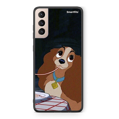 Samsung S21+ Lady And Tramp 2 Θήκη Αγίου Βαλεντίνου από τη Smartfits με σχέδιο στο πίσω μέρος και μαύρο περίβλημα | Smartphone case with colorful back and black bezels by Smartfits