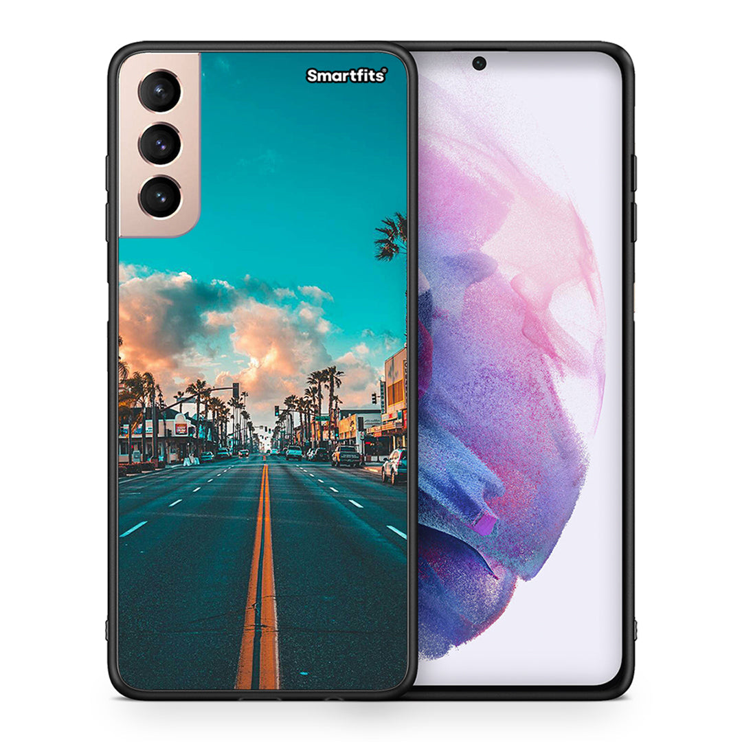 Θήκη Samsung S21+ City Landscape από τη Smartfits με σχέδιο στο πίσω μέρος και μαύρο περίβλημα | Samsung S21+ City Landscape case with colorful back and black bezels