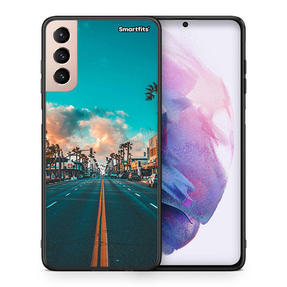Θήκη Samsung S21+ City Landscape από τη Smartfits με σχέδιο στο πίσω μέρος και μαύρο περίβλημα | Samsung S21+ City Landscape case with colorful back and black bezels