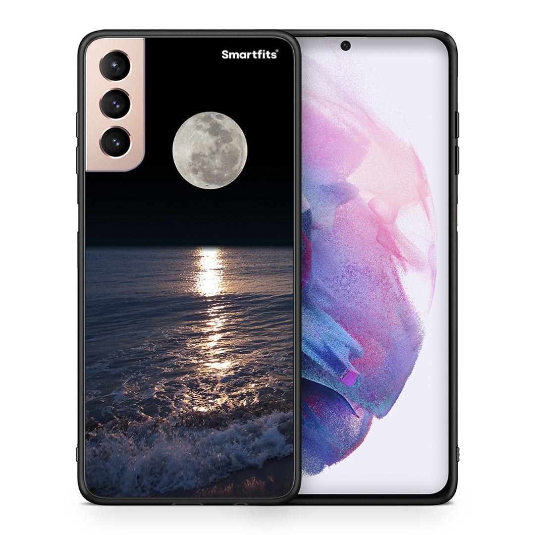 Θήκη Samsung S21+ Moon Landscape από τη Smartfits με σχέδιο στο πίσω μέρος και μαύρο περίβλημα | Samsung S21+ Moon Landscape case with colorful back and black bezels