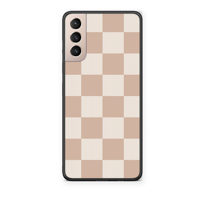 Θήκη Samsung Galaxy S21+ Latte and Cream Striped Checks από τη Smartfits με σχέδιο στο πίσω μέρος και μαύρο περίβλημα | Samsung Galaxy S21+ Latte and Cream Striped Checks case with colorful back and black bezels