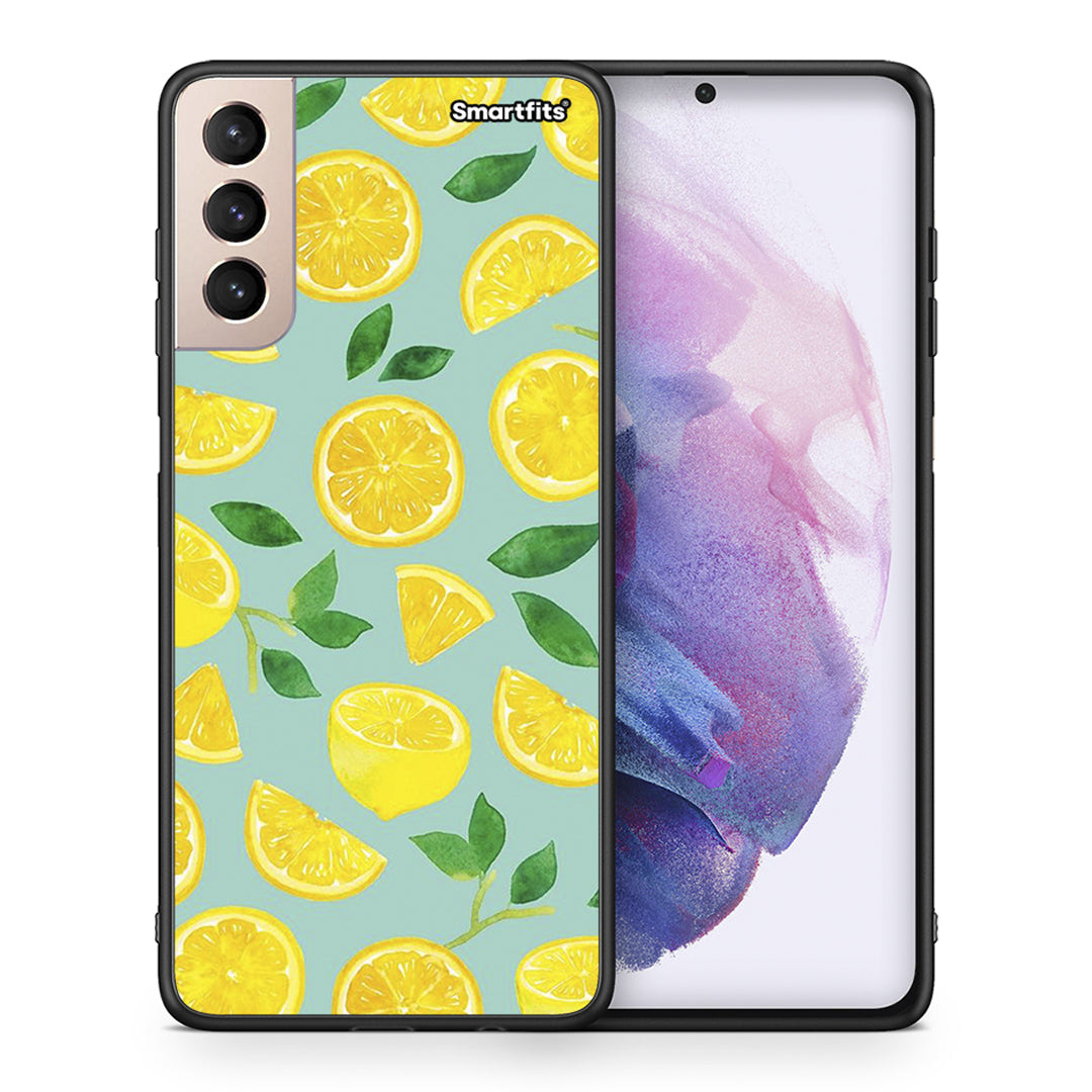 Θήκη Samsung S21+ Lemons από τη Smartfits με σχέδιο στο πίσω μέρος και μαύρο περίβλημα | Samsung S21+ Lemons case with colorful back and black bezels