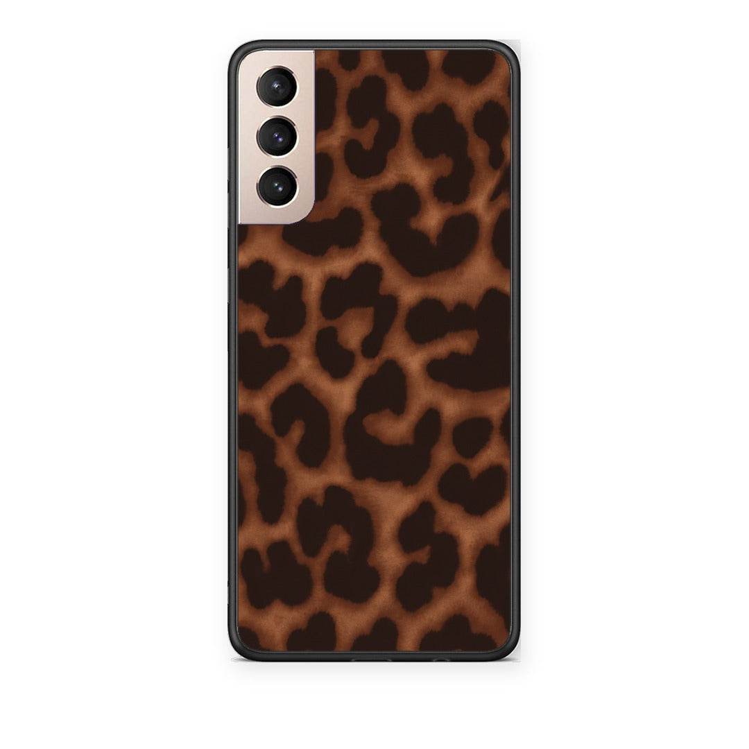 Θήκη Samsung Galaxy S21+ Leopard Print Dark Brown από τη Smartfits με σχέδιο στο πίσω μέρος και μαύρο περίβλημα | Samsung Galaxy S21+ Leopard Print Dark Brown case with colorful back and black bezels