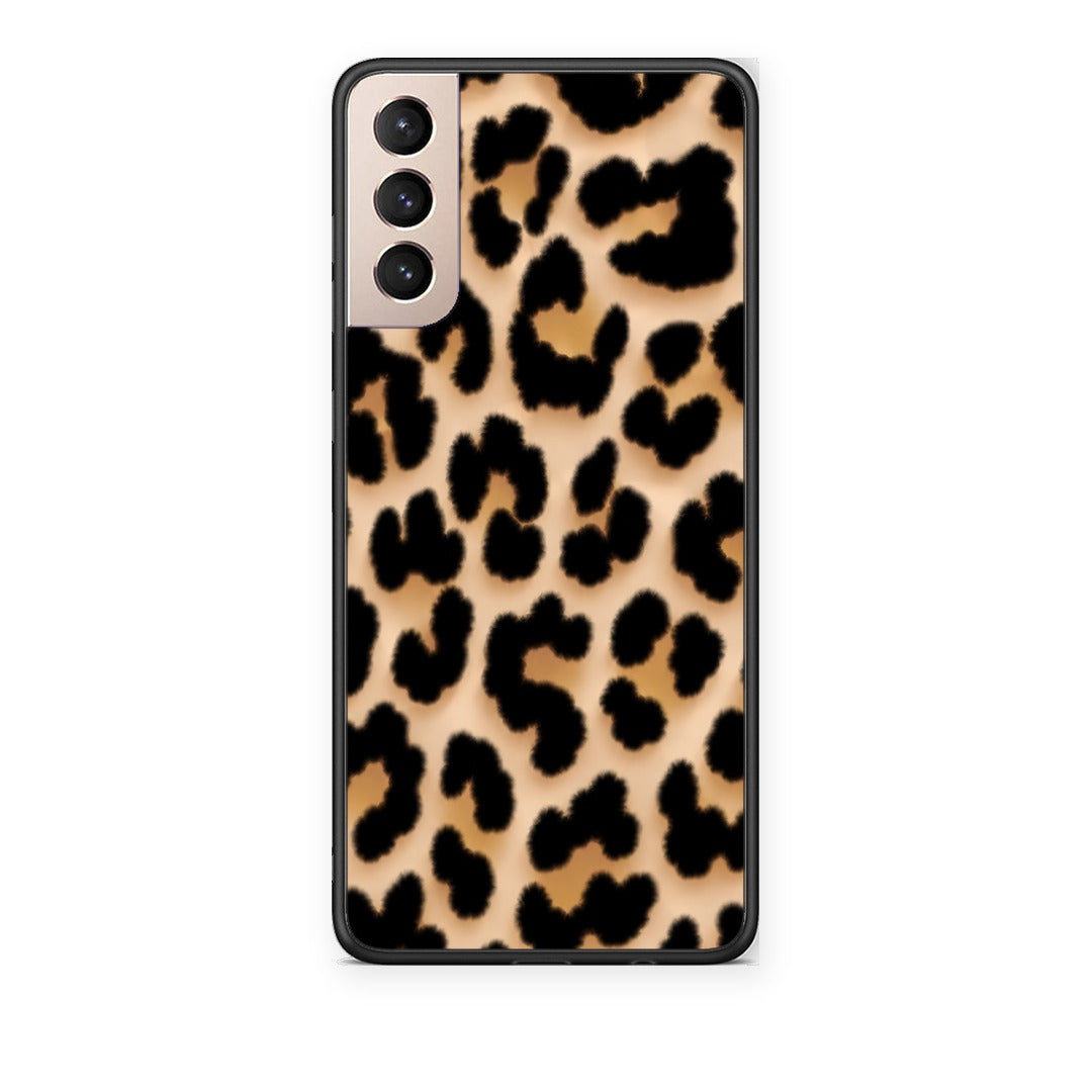 Θήκη Samsung Galaxy S21+ Leopard Print Tan Large από τη Smartfits με σχέδιο στο πίσω μέρος και μαύρο περίβλημα | Samsung Galaxy S21+ Leopard Print Tan Large case with colorful back and black bezels