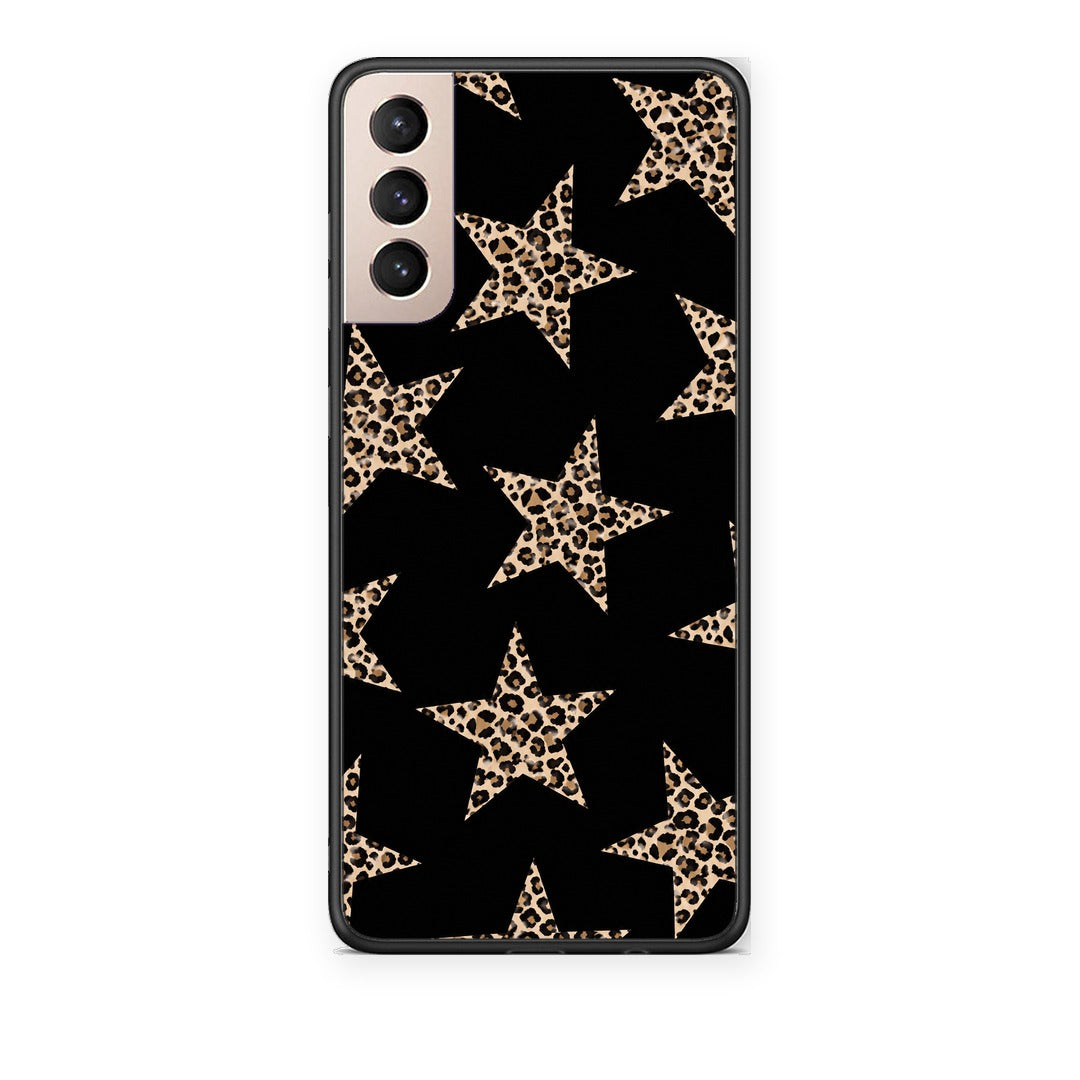 Θήκη Samsung Galaxy S21+ Leopard Stars on Black από τη Smartfits με σχέδιο στο πίσω μέρος και μαύρο περίβλημα | Samsung Galaxy S21+ Leopard Stars on Black case with colorful back and black bezels