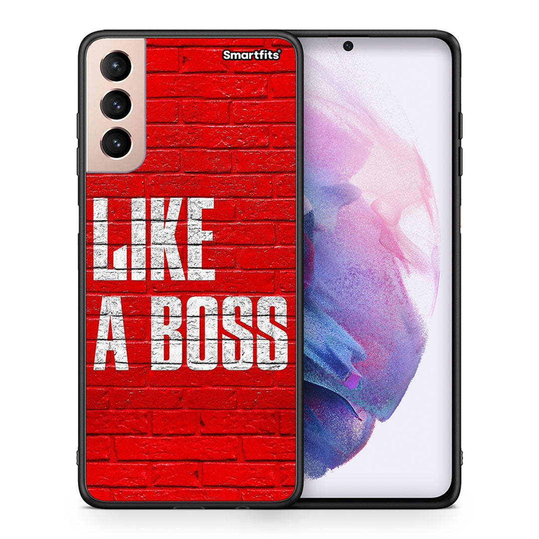 Θήκη Samsung S21+ Like A Boss από τη Smartfits με σχέδιο στο πίσω μέρος και μαύρο περίβλημα | Samsung S21+ Like A Boss case with colorful back and black bezels
