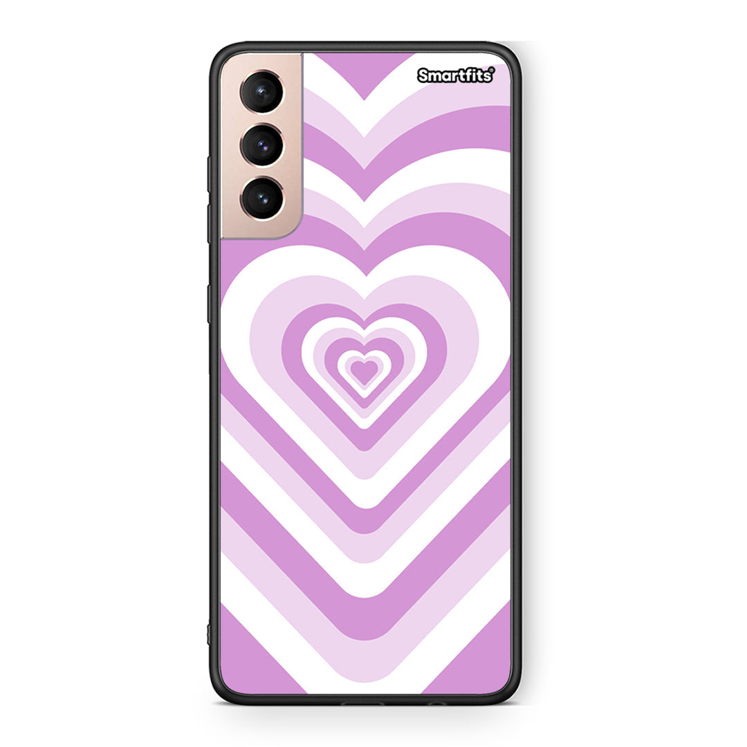 Samsung S21+ Lilac Hearts θήκη από τη Smartfits με σχέδιο στο πίσω μέρος και μαύρο περίβλημα | Smartphone case with colorful back and black bezels by Smartfits