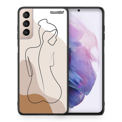 Θήκη Samsung S21+ LineArt Woman από τη Smartfits με σχέδιο στο πίσω μέρος και μαύρο περίβλημα | Samsung S21+ LineArt Woman case with colorful back and black bezels