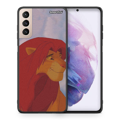 Θήκη Αγίου Βαλεντίνου Samsung S21+ Lion Love 1 από τη Smartfits με σχέδιο στο πίσω μέρος και μαύρο περίβλημα | Samsung S21+ Lion Love 1 case with colorful back and black bezels