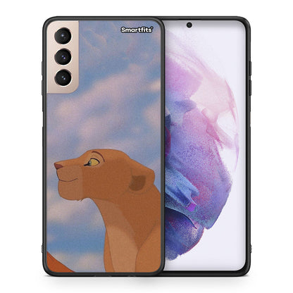 Θήκη Αγίου Βαλεντίνου Samsung S21+ Lion Love 2 από τη Smartfits με σχέδιο στο πίσω μέρος και μαύρο περίβλημα | Samsung S21+ Lion Love 2 case with colorful back and black bezels