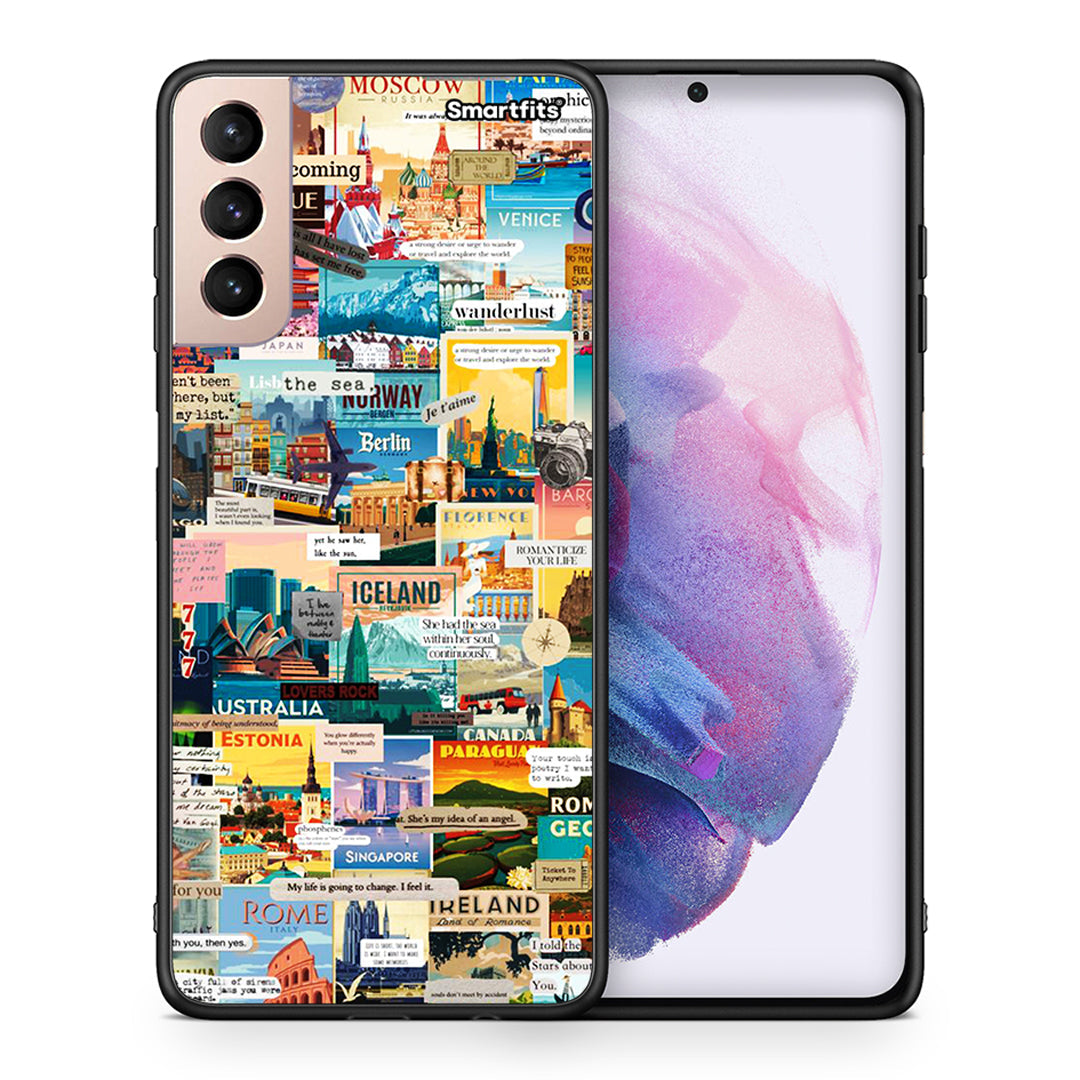 Θήκη Samsung S21+ Live To Travel από τη Smartfits με σχέδιο στο πίσω μέρος και μαύρο περίβλημα | Samsung S21+ Live To Travel case with colorful back and black bezels