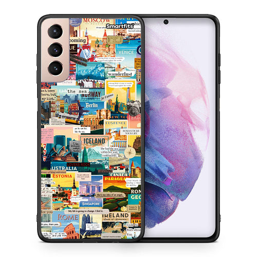 Θήκη Samsung S21+ Live To Travel από τη Smartfits με σχέδιο στο πίσω μέρος και μαύρο περίβλημα | Samsung S21+ Live To Travel case with colorful back and black bezels