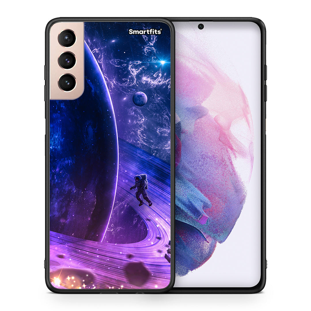 Θήκη Samsung S21+ Lost Astronaut από τη Smartfits με σχέδιο στο πίσω μέρος και μαύρο περίβλημα | Samsung S21+ Lost Astronaut case with colorful back and black bezels