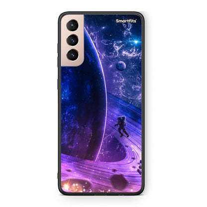Samsung S21+ Lost Astronaut θήκη από τη Smartfits με σχέδιο στο πίσω μέρος και μαύρο περίβλημα | Smartphone case with colorful back and black bezels by Smartfits