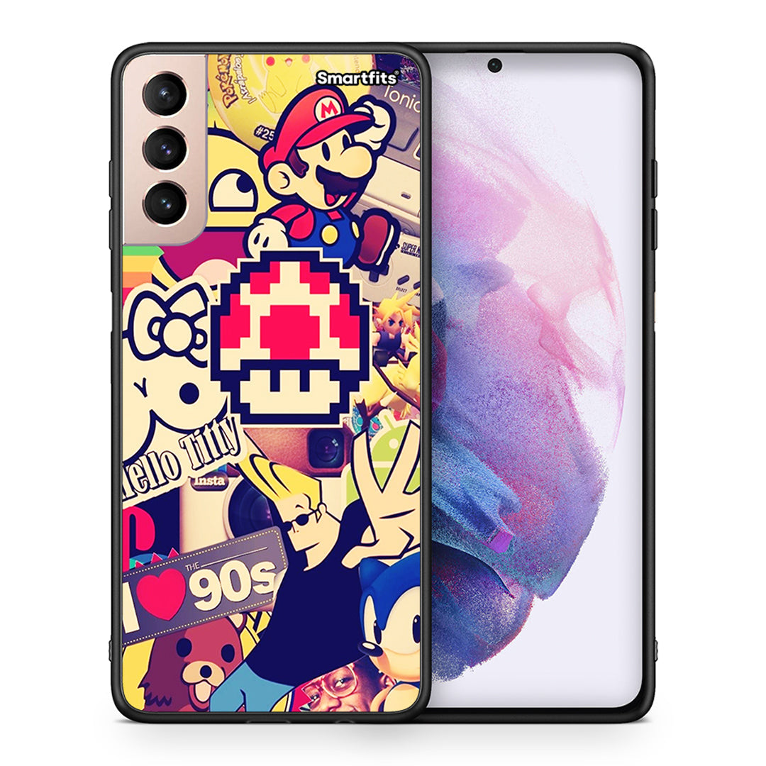 Θήκη Samsung S21+ Love The 90s από τη Smartfits με σχέδιο στο πίσω μέρος και μαύρο περίβλημα | Samsung S21+ Love The 90s case with colorful back and black bezels