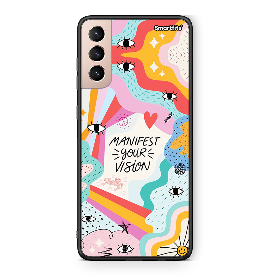 Samsung S21+ Manifest Your Vision θήκη από τη Smartfits με σχέδιο στο πίσω μέρος και μαύρο περίβλημα | Smartphone case with colorful back and black bezels by Smartfits