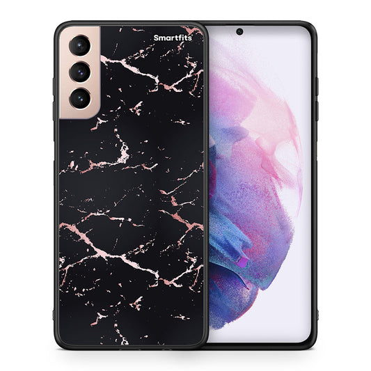 Θήκη Samsung S21+ Black Rosegold Marble από τη Smartfits με σχέδιο στο πίσω μέρος και μαύρο περίβλημα | Samsung S21+ Black Rosegold Marble case with colorful back and black bezels