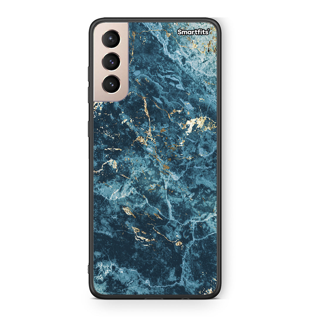 Samsung S21+ Marble Blue θήκη από τη Smartfits με σχέδιο στο πίσω μέρος και μαύρο περίβλημα | Smartphone case with colorful back and black bezels by Smartfits