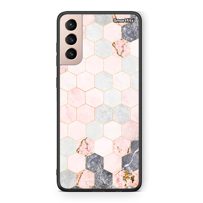 4 - Samsung S21+ Hexagon Pink Marble case, cover, bumper