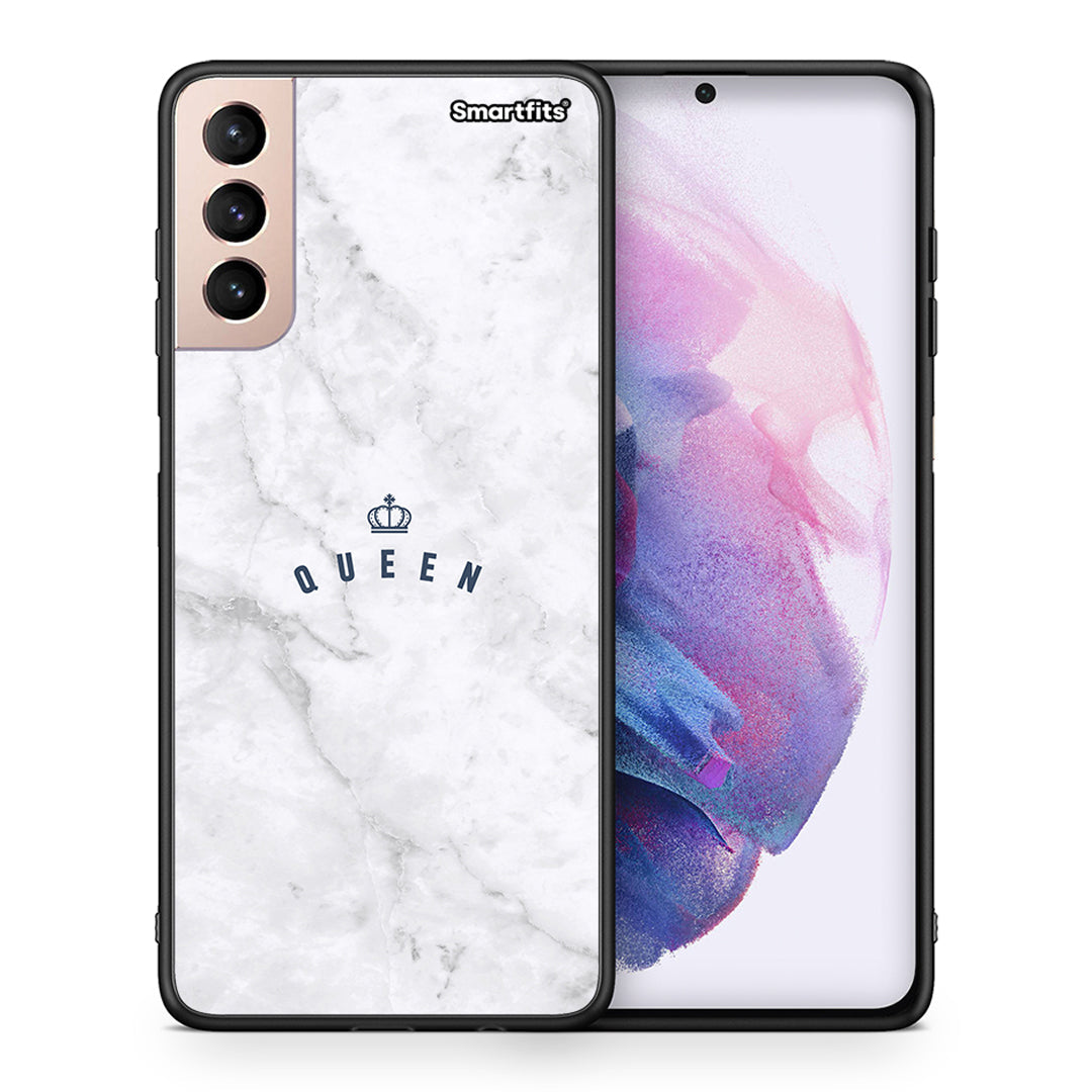 Θήκη Samsung S21+ Queen Marble από τη Smartfits με σχέδιο στο πίσω μέρος και μαύρο περίβλημα | Samsung S21+ Queen Marble case with colorful back and black bezels