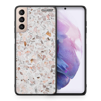Θήκη Samsung S21+ Marble Terrazzo από τη Smartfits με σχέδιο στο πίσω μέρος και μαύρο περίβλημα | Samsung S21+ Marble Terrazzo case with colorful back and black bezels
