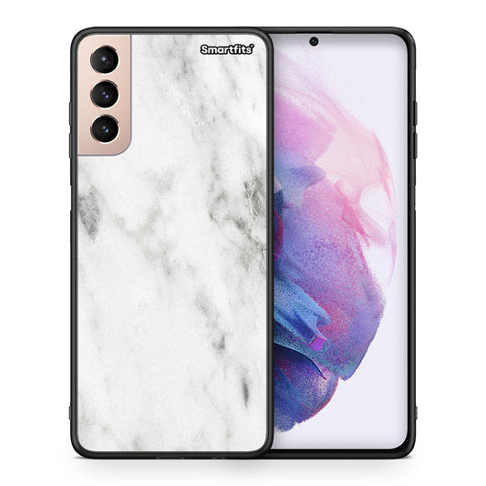 Θήκη Samsung S21+ White Marble από τη Smartfits με σχέδιο στο πίσω μέρος και μαύρο περίβλημα | Samsung S21+ White Marble case with colorful back and black bezels