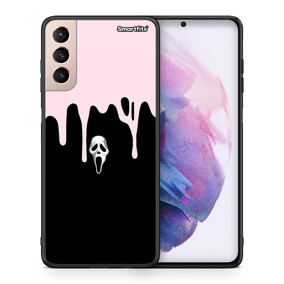 Θήκη Samsung S21+ Melting Halloween Mask από τη Smartfits με σχέδιο στο πίσω μέρος και μαύρο περίβλημα | Samsung S21+ Melting Halloween Mask case with colorful back and black bezels
