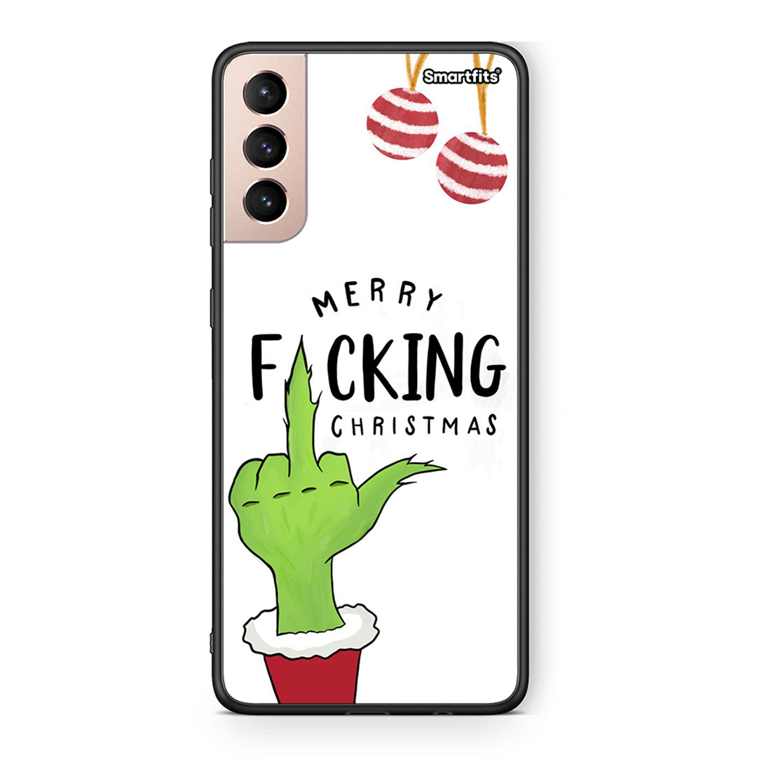 Samsung S21+ Merry F Xmas θήκη από τη Smartfits με σχέδιο στο πίσω μέρος και μαύρο περίβλημα | Smartphone case with colorful back and black bezels by Smartfits