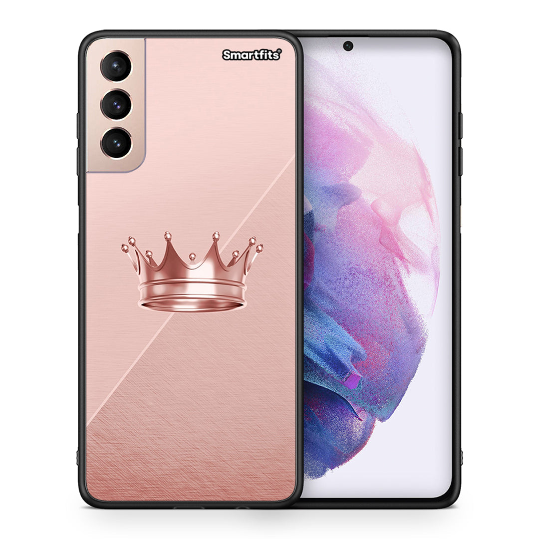 Θήκη Samsung S21+ Crown Minimal από τη Smartfits με σχέδιο στο πίσω μέρος και μαύρο περίβλημα | Samsung S21+ Crown Minimal case with colorful back and black bezels