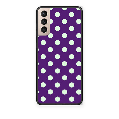 Θήκη Samsung Galaxy S21+ Mint Polka Dots on Purple από τη Smartfits με σχέδιο στο πίσω μέρος και μαύρο περίβλημα | Samsung Galaxy S21+ Mint Polka Dots on Purple case with colorful back and black bezels