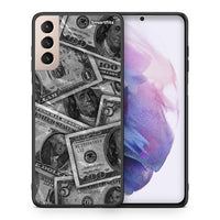 Thumbnail for Θήκη Samsung S21+ Money Dollars από τη Smartfits με σχέδιο στο πίσω μέρος και μαύρο περίβλημα | Samsung S21+ Money Dollars case with colorful back and black bezels