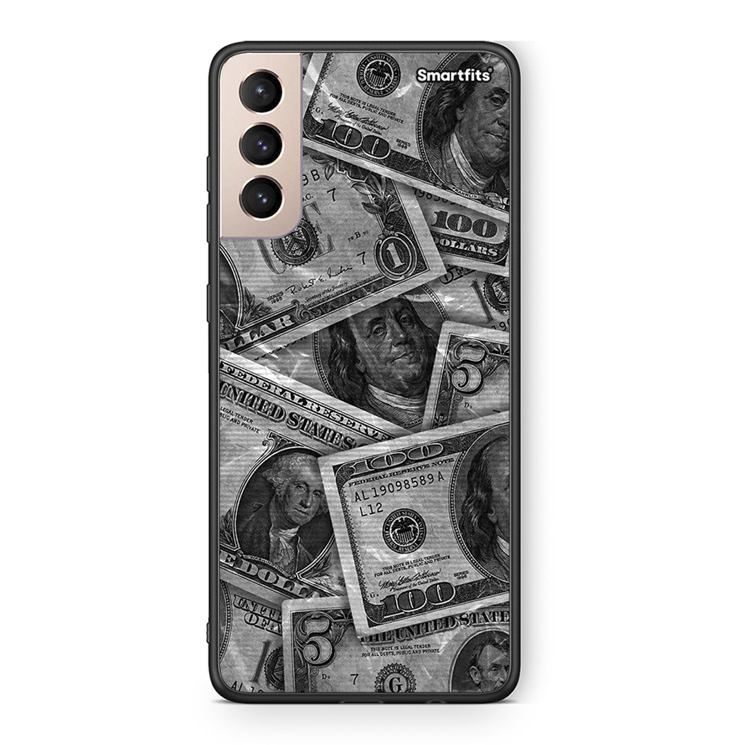 Samsung S21+ Money Dollars θήκη από τη Smartfits με σχέδιο στο πίσω μέρος και μαύρο περίβλημα | Smartphone case with colorful back and black bezels by Smartfits