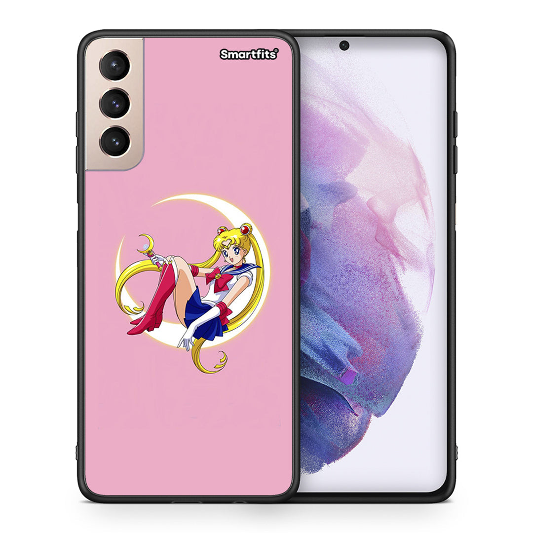 Θήκη Samsung S21+ Moon Girl από τη Smartfits με σχέδιο στο πίσω μέρος και μαύρο περίβλημα | Samsung S21+ Moon Girl case with colorful back and black bezels
